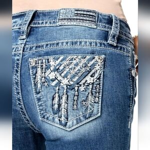 NWT Miss Me Mid Rise Boot Cut Jeans Dreamcatcher Size 31 X 34
